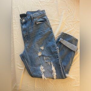 Aeropostale Mom Denim Jeans Women's Size 12 Blue Mid Rise Distressed